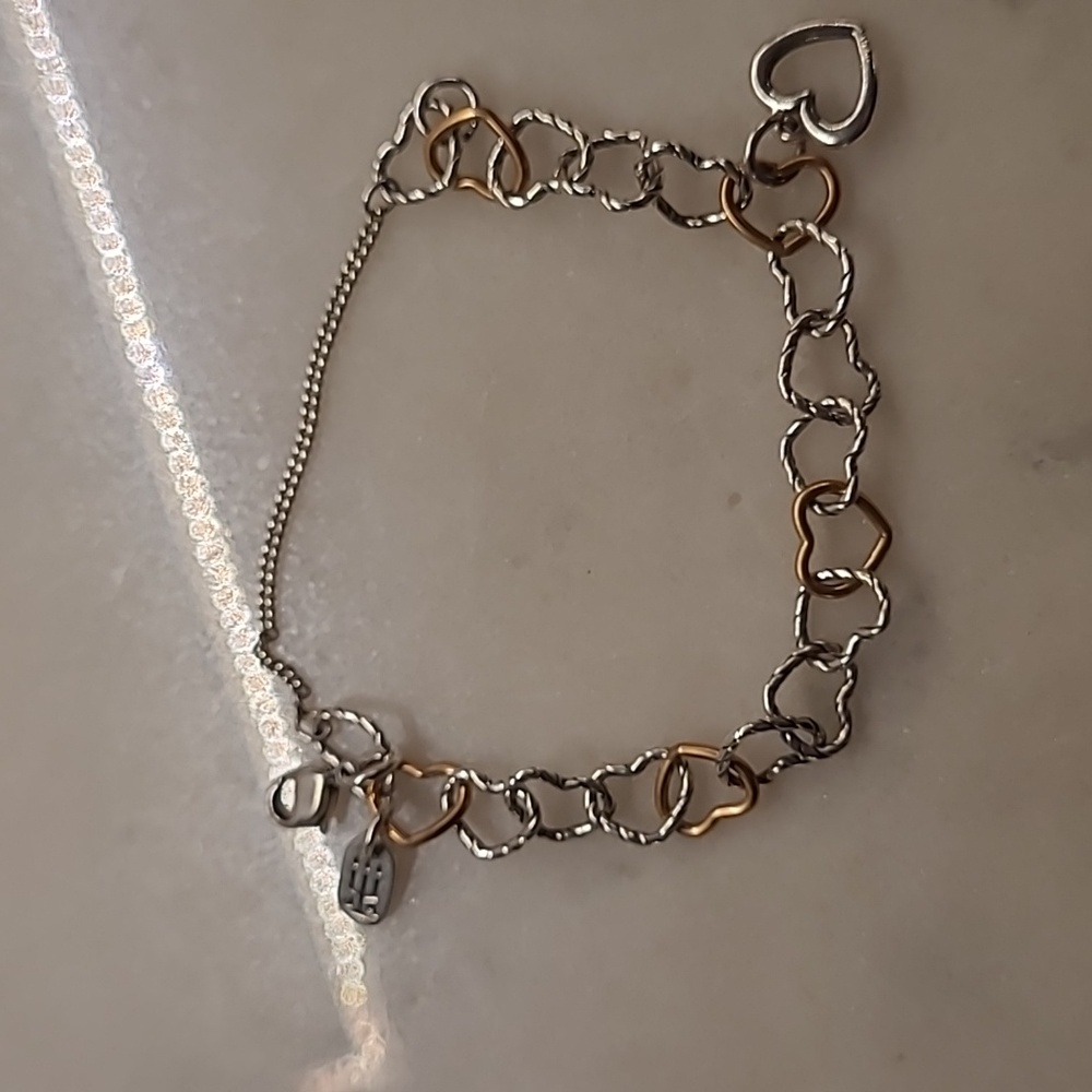 James Avery Small Silver/Bronze Hearts Charm Bracelet With Silver Heart Charm